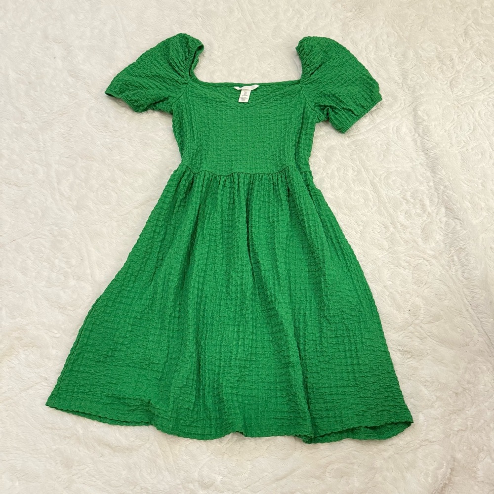 H&M Green Puff Sleeve Sundress